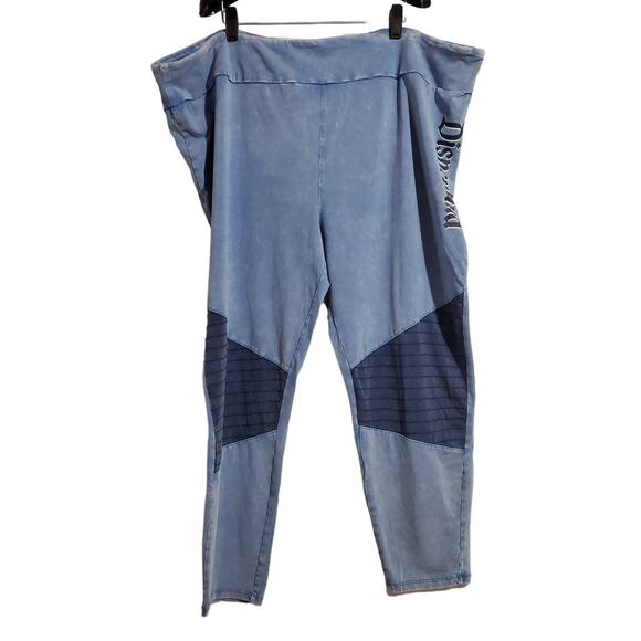 Disney Disneyland Resort Spellout Cropped Moto Leggings Womens Plus Size 3X Blue - Picture 2 of 8